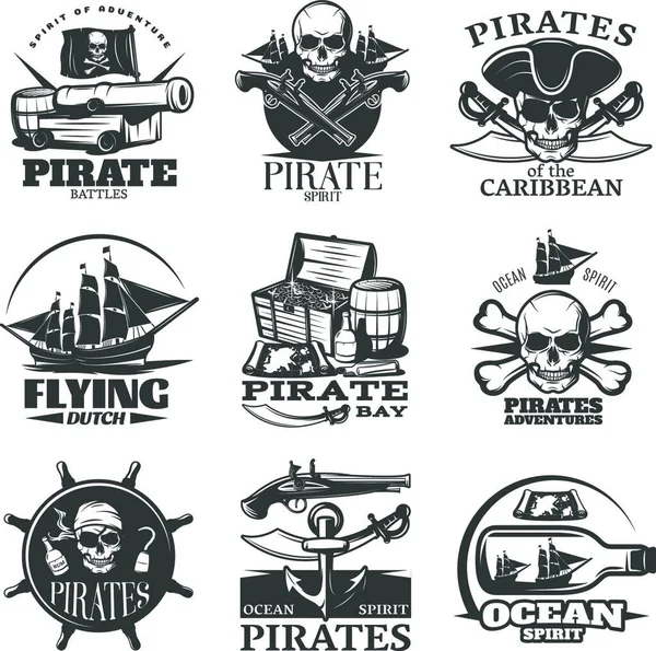 Emblemi Dei Pirati Set Illustrazione Vettoriale — Vettoriale Stock
