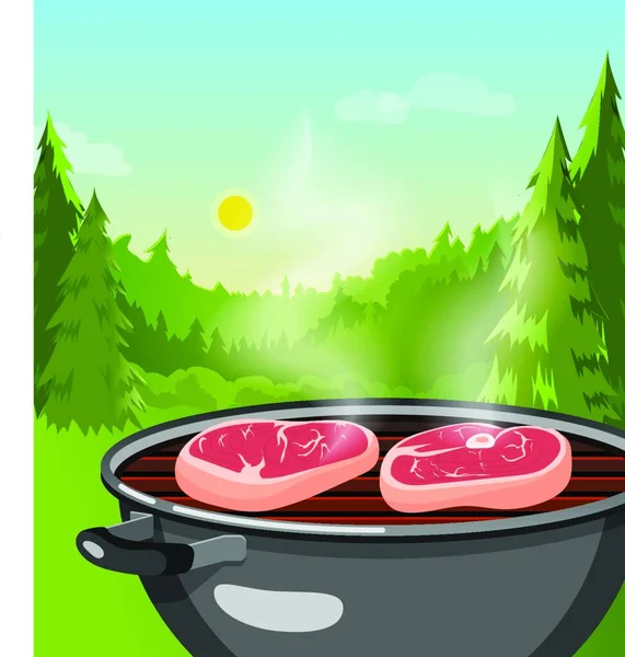 Outdoor Barbecue Concept Simple Vector Illustration — Stock Vector