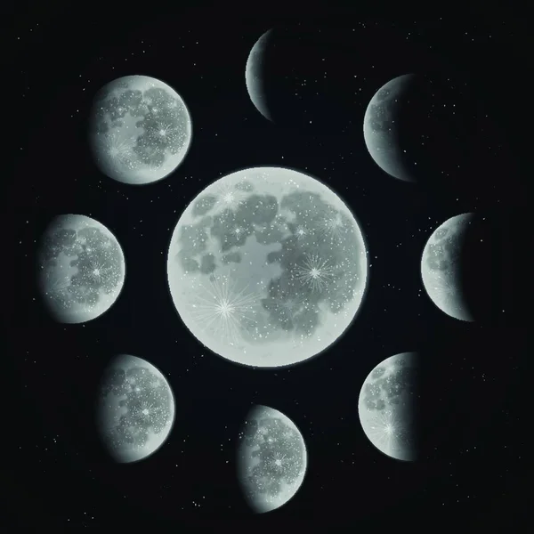 Moon Phase Set Vector Illustration — Stock Vector