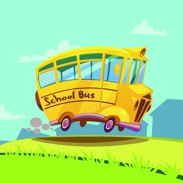 Retro Σχολείο Λεωφορείο Διανυσματική Απεικόνιση — Διανυσματικό Αρχείο