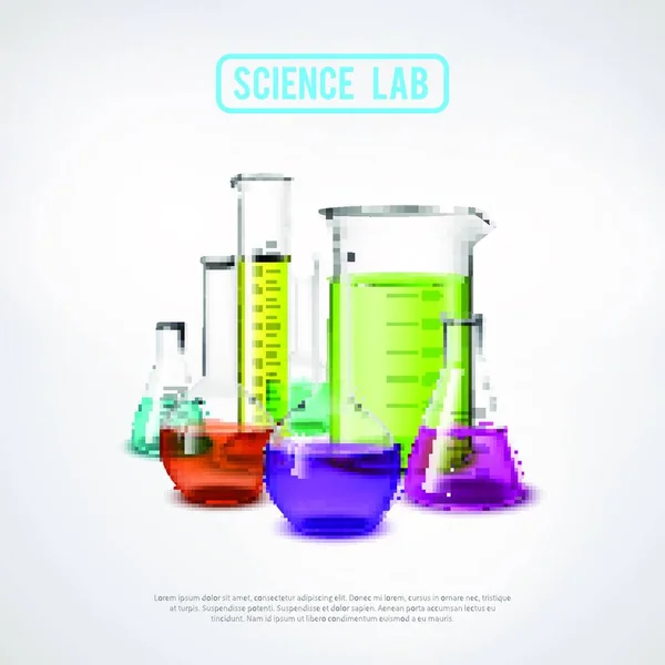 Bilim Laboratuvarı Bileşimi Renkli Vektör Illüstrasyonu — Stok Vektör