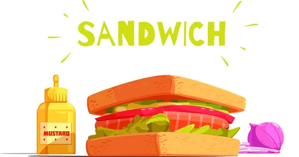 Sandwich Dibujos Animados Diseño Vector Ilustración — Vector de stock