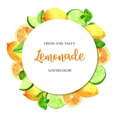 Taze ve lezzetli limonata kartı, vektör illüstrasyonu