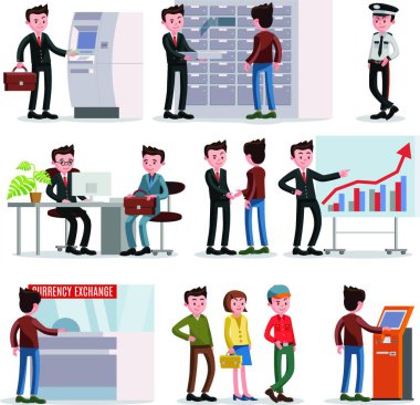 Bank People vektör illüstrasyonunu ayarla