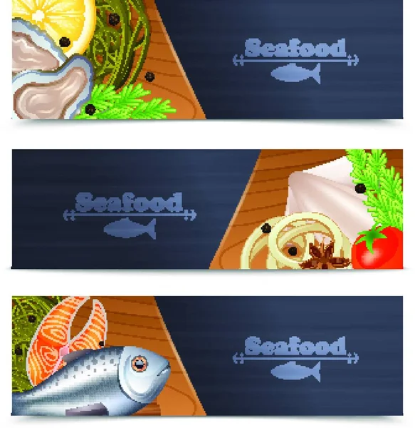Seafood Banner Set Ilustração Vetorial — Vetor de Stock
