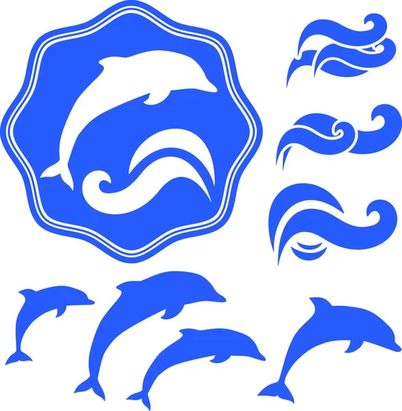 Silhuetter Delfiner Grafisk Vektorillustration — Stock vektor