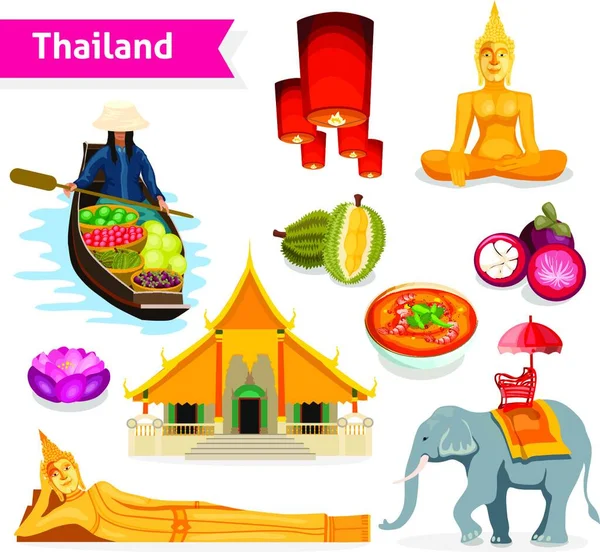 Векторная Иллюстрация Thailand Travel Set — стоковый вектор