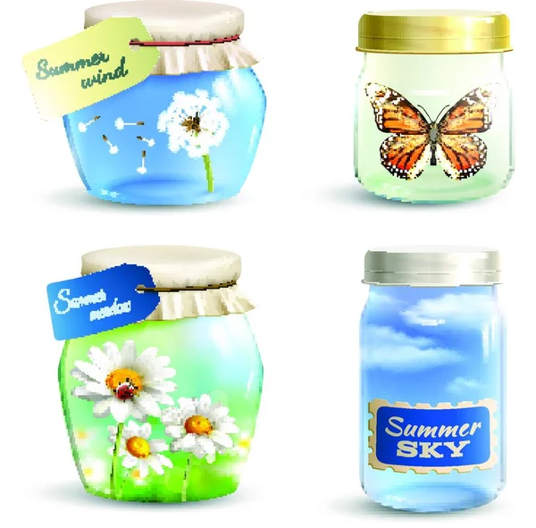 Summer Jar Set Ilustrație Grafică Vectorială — Vector de stoc
