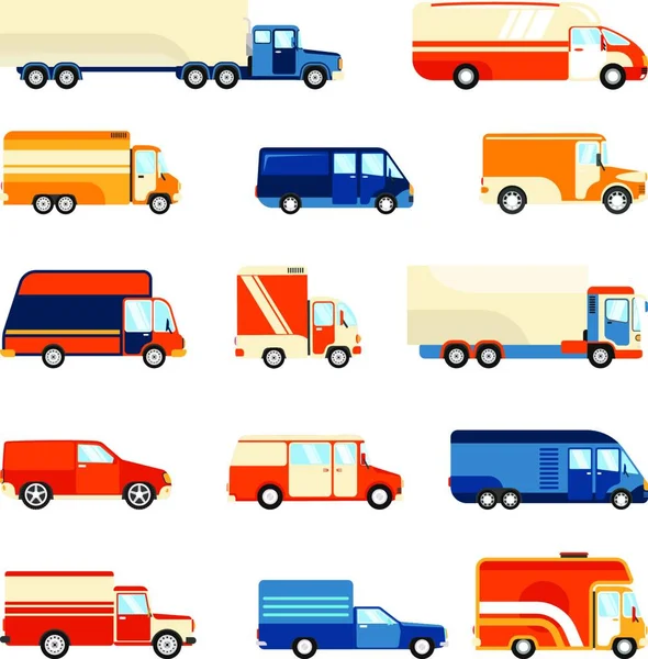 Caminhões Entrega Definir Ilustração Vetorial — Vetor de Stock