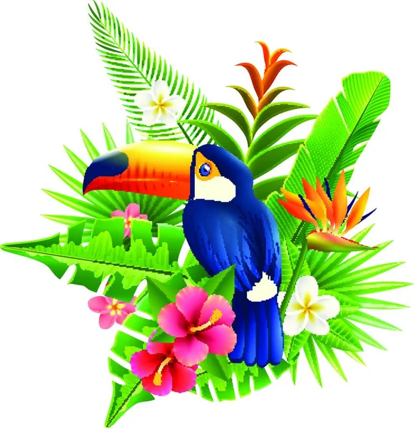Tropiska Blommor Grafisk Vektor Illustration — Stock vektor