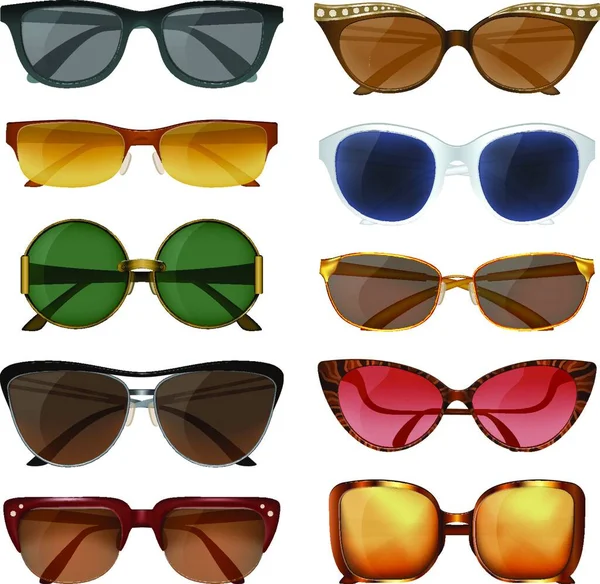 Sommer Sonnenbrillen Set Grafische Vektorillustration — Stockvektor