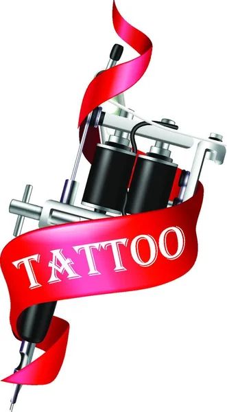 Tattoo Machine Ribbon Grafische Vektorillustration — Stockvektor