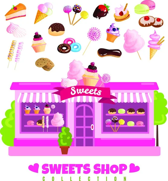 Sweets Shop Collection Graphic Vector Illustration — Stock Vector