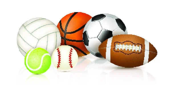 Реалистичные Спортивные Мячи Графическая Векторная Иллюстрация — стоковый вектор