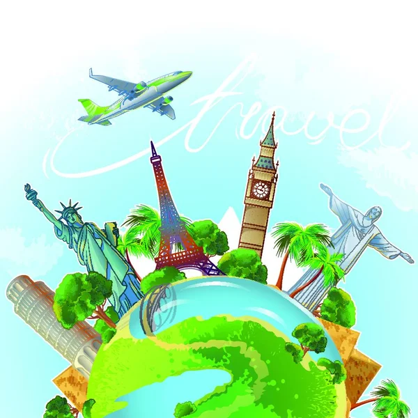 Travelling Earth Concept Illustrazione Grafica Vettoriale — Vettoriale Stock