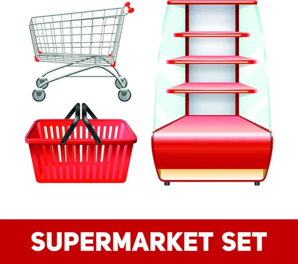 Conjunto Realista Supermercado Ilustração Vetorial Gráfica — Vetor de Stock