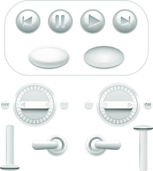 Button Set White Graphic Vector Illustration — Stock Vector
