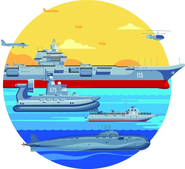 Plantilla Barcos Militares Ilustración Vectorial Gráfica — Vector de stock