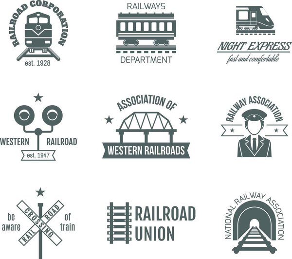 Railway Labels Set vector illustration