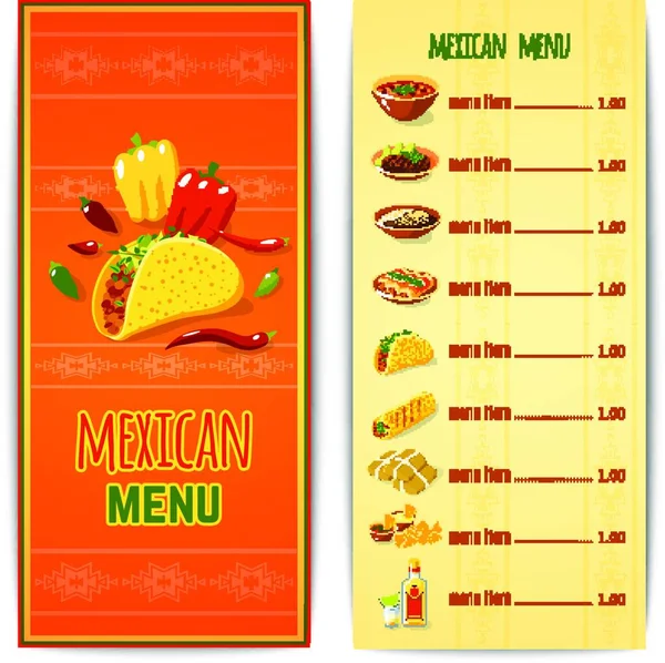 Mexicaanse Food Menu Grafische Vector Illustratie — Stockvector