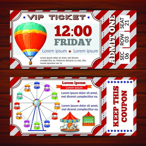 Amusement Park Tickets Graphic Vector Illustration — Stock Vector