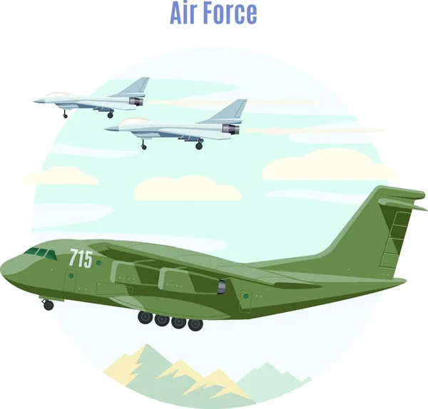 軍用航空の概念 グラフィックベクトル図 — ストックベクタ