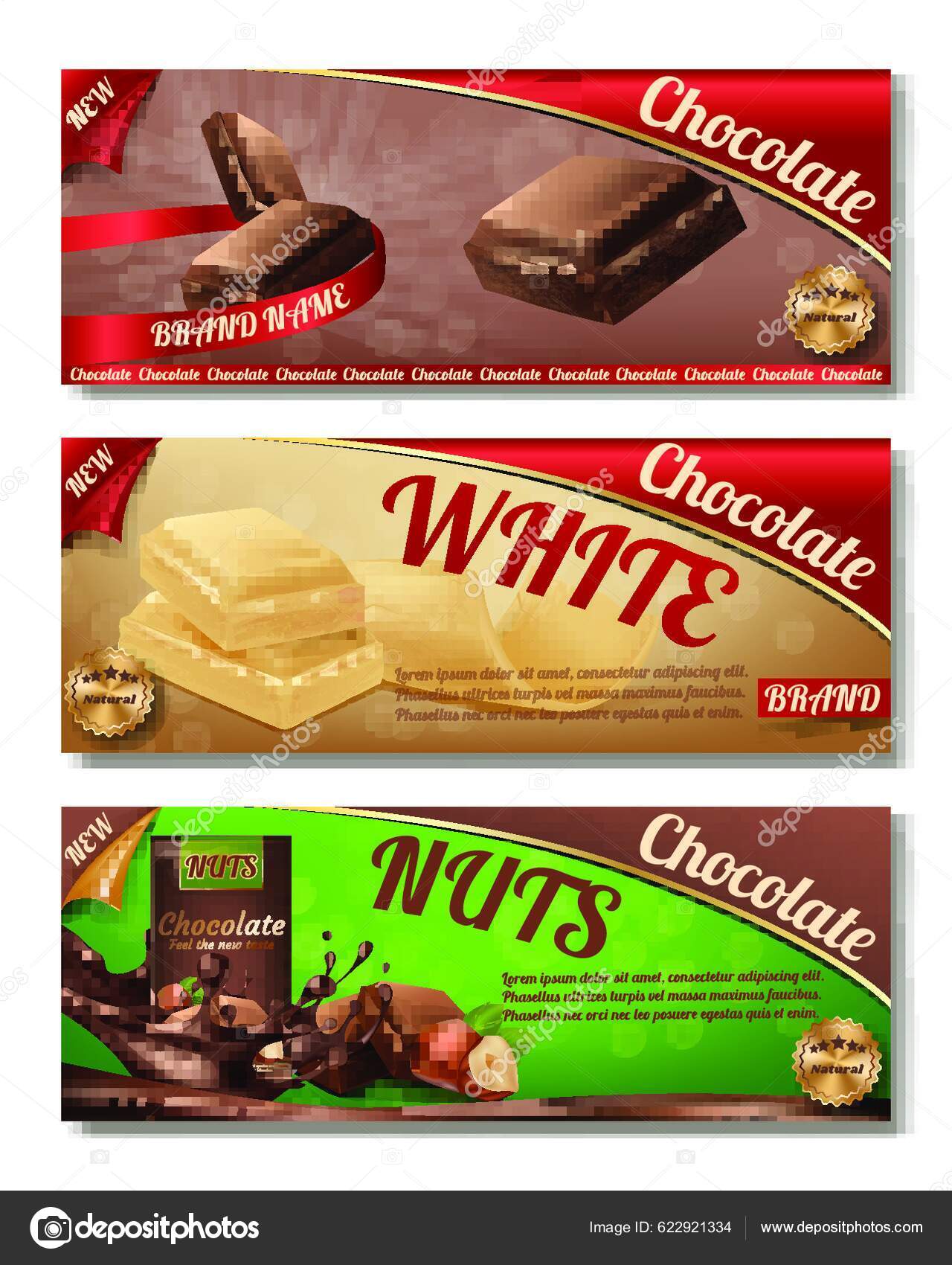 Colección Vectorial Envases Chocolate Etiquetas Horizontales Vector de ...