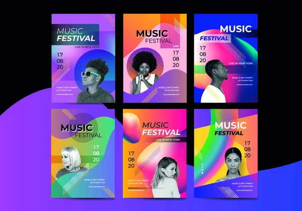Heldere Muziek Poster Kleurrijke Vector Illustratie — Stockvector