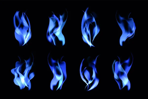 Blaue Flammen Setzen Vektorillustration — Stockvektor