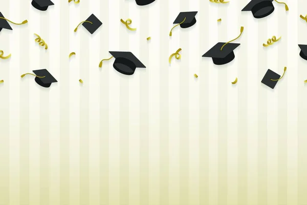 Chapeaux Graduation Cadre Vecteur Illustration — Image vectorielle