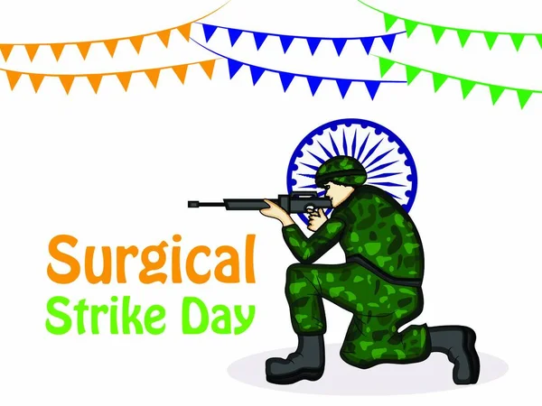 Illustratie Van Chirurgische Staking Dag India Achtergrond — Stockvector