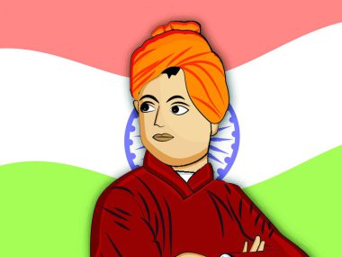Swami Vivekanand jayanti, renkli vektör illüstrasyonu 