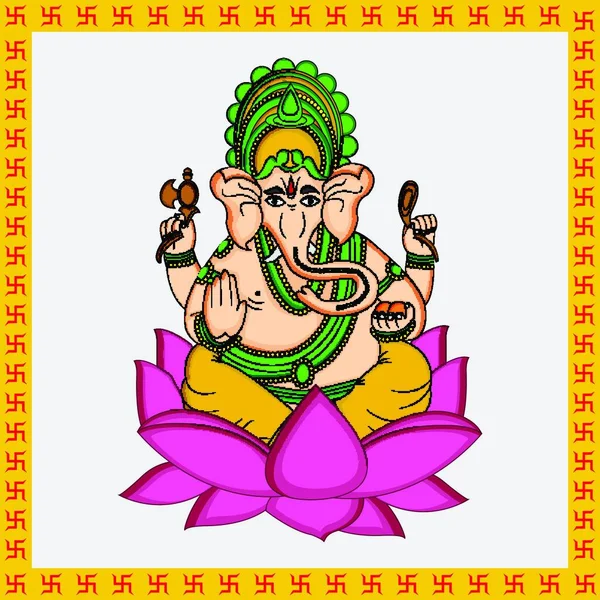 Ganesh Chaturthi Πολύχρωμη Διανυσματική Απεικόνιση — Διανυσματικό Αρχείο