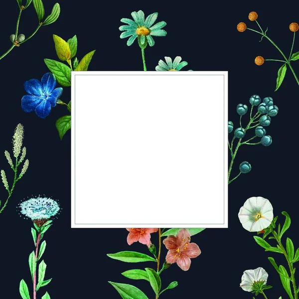 Moldura Floral Colorida Modelo Cartão Saudação — Vetor de Stock