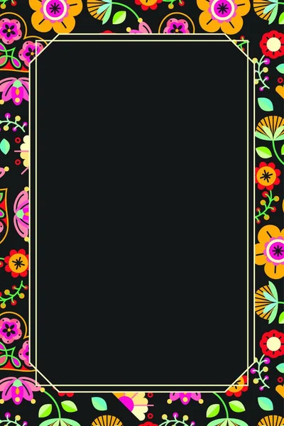 Moldura Floral Colorida Modelo Cartão Saudação — Vetor de Stock