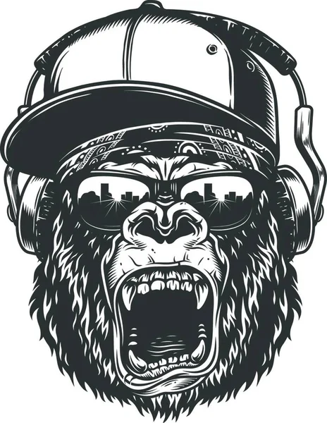 Hipster Gorilla Face Simple Vector Illustration — Stock Vector