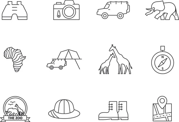 Outline Icons Safari Vector Illustration — Stock Vector