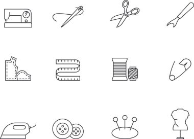 Taslak Simgeler, Dikiş, vektör illüstrasyonu