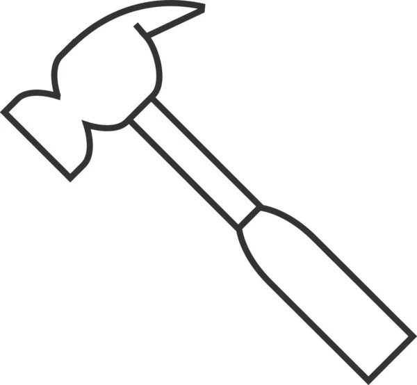 Icona Del Contorno Illustrazione Vettoriale Hammer — Vettoriale Stock