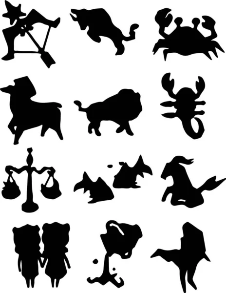 Icone Segno Zodiacale Illustrazione Vettoriale — Vettoriale Stock