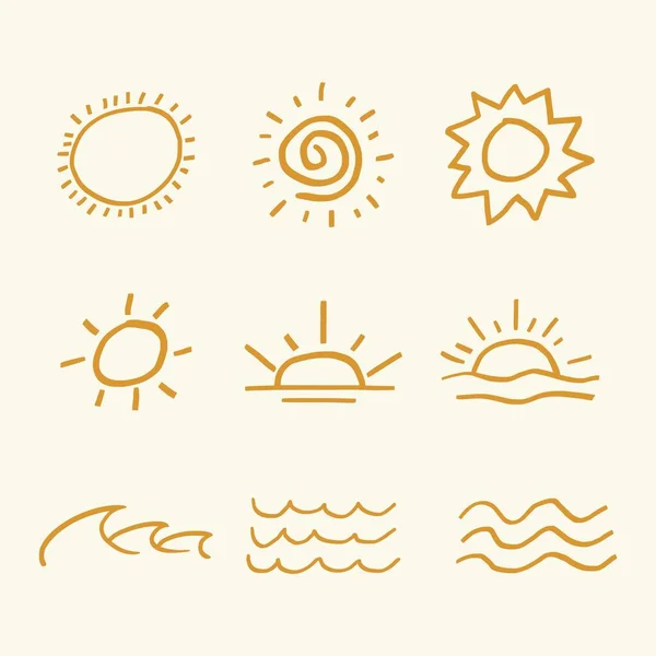 Güneş Ikonları Vektör Illüstrasyonu — Stok Vektör