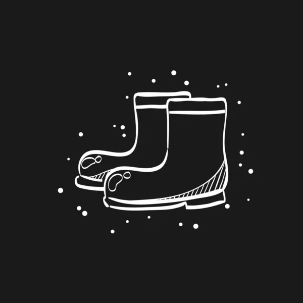 Sketch Icon Black Wet Boots — Stock Vector