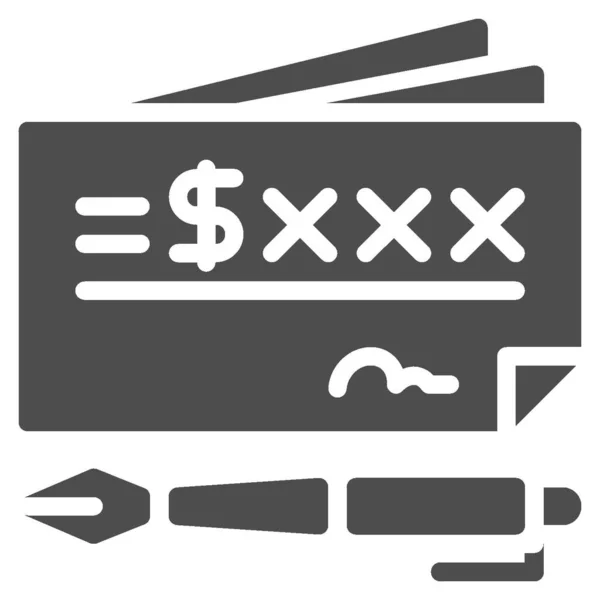 Bank Check Icon Design Glyph Style — Stock Vector