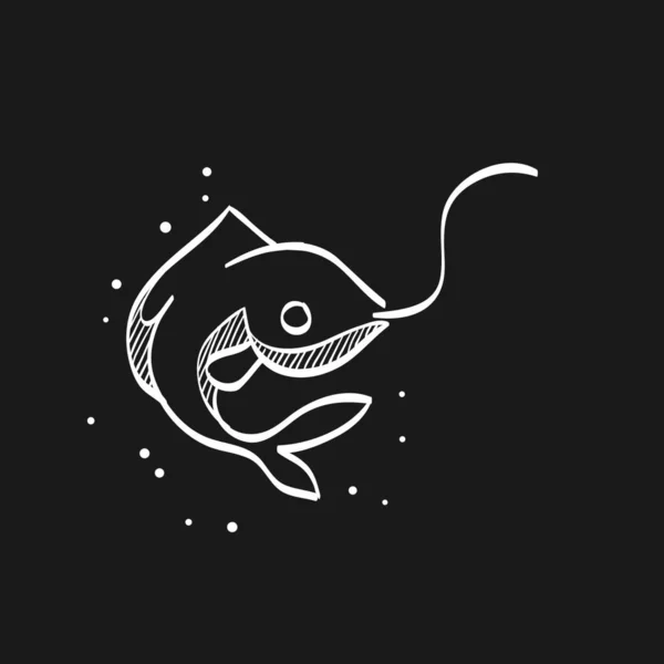 Рыба Крючком Простая Векторная Иллюстрация — стоковый вектор
