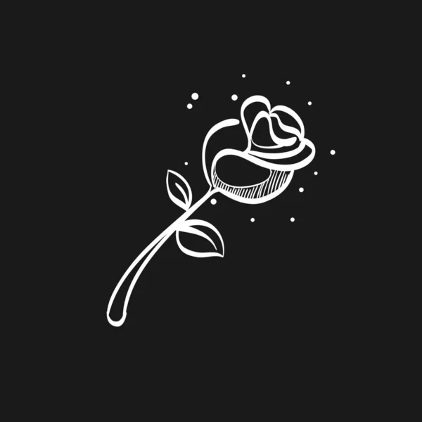 Sketch Icon Black Rose Flower — Stock Vector