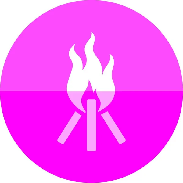 Значок Круга Пожар Лагере — стоковый вектор