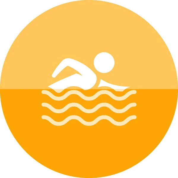 Circle Icon Man Swimming Vector Illustration — Stock Vector