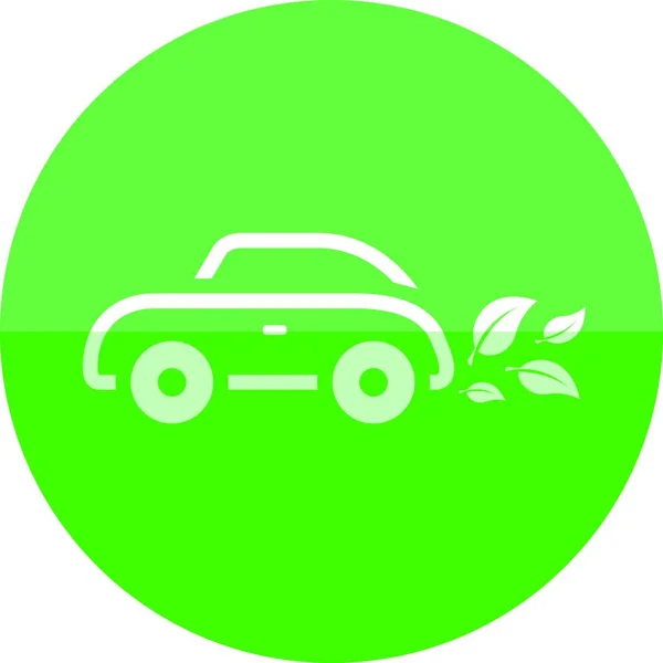 Ikon Lingkaran Ilustrasi Vektor Mobil Hijau - Stok Vektor