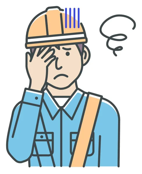 Άνδρας Μπλε Κολάρο Εργαζόμενος Χειρονομία Απεικόνιση Πρόβλημα Κατάθλιψη — Διανυσματικό Αρχείο