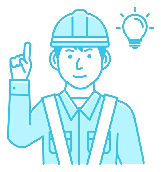 Male Blue Collar Worker Gesture Illustration Inspiration Idea Solution — Stock Vector